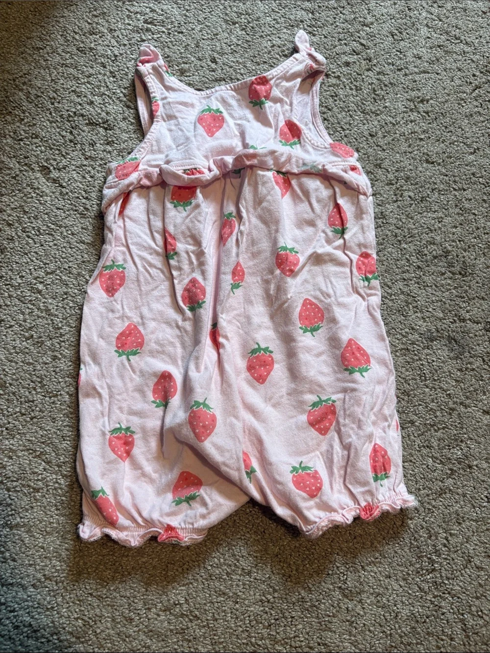 Carter's Pink Strawberry Button Romper
